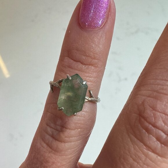 Jewelry - Sterling Silver Moss Agate Twig Ring